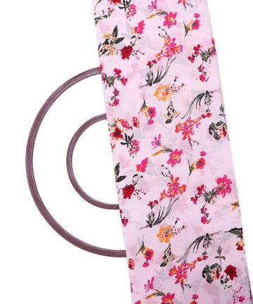 white floral pattern crepe fabric